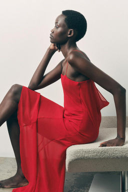ASYMMETRIC BUSTIER MIDI DRESS