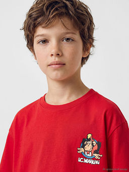 Nostaljik Maymun Bask?l? Unisex ?ocuk Ti??rt