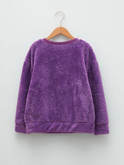 Bisiklet Yaka Nak??l? Uzun Kollu Pel?? K?z ?ocuk Sweatshirt ve Ta? - Waikiki фото 2