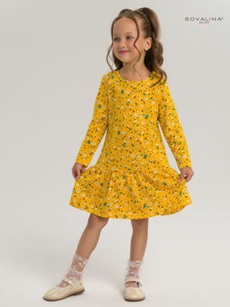 Платье Алиса дл/р цветы на горчице - Sovalina фото 5