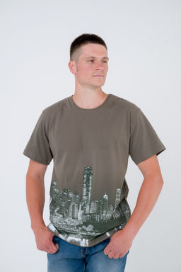 Футболка из кулирки унисекс Город хаки - Амадэль фото 4