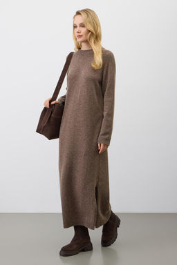 ЕВ 529/ш/коричневый меланж платье жен