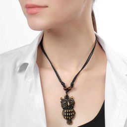 Цена за 2 шт. Кулон на шнурке «Филин», коричнево-чёрный на чёрном шнурке, 80 см