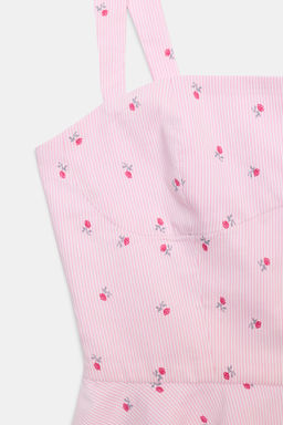 TOP CORSETERO RAYAS FLORES / Rosa