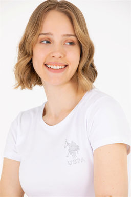 Женская белая базовая футболка с круглым вырезом Неожиданная скидка в корзине - U.s. polo assn фото 3