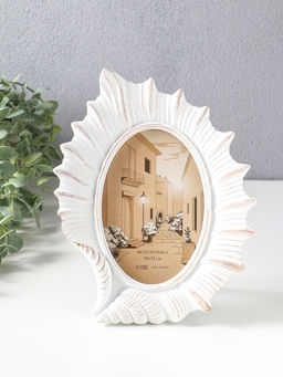 Фоторамка полистоун 10х15 см "Ракушка" белая состаренная 17,9х3х23,5 см