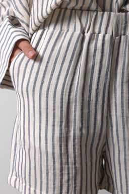 TRENDYOLMILLA Bej Beli Lastikli Cizgili Muslin Sort & Bermuda TWOSS25SR00039 фото 5