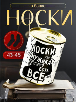 Носки мужские в банке «Для мужика у которого есть всё», подарочные, чёрные, 43-45 р-р