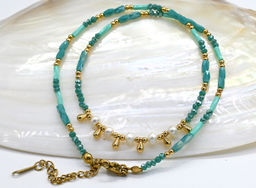 Чокер из циркона с жемчугом цвет лазурный, 41см