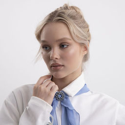 Зажим для платка «Жемчужинка», серый в серебре