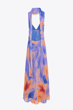LONG PRINTED SCARF DRESS - Zara фото 3