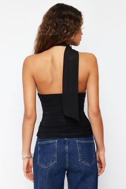 Siyah Boyundan Baglamal? Buzgulu Astarl? Esnek Tul Orme Bluz TWOSS24BZ00202