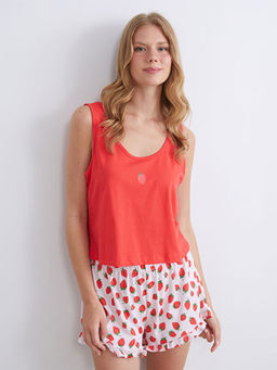 ?ilek Bask?l? Kad?n ?ortlu Pijama Tak?m?