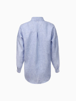 Рубашка женская MINAKU oversize в полоску, белая, голубая, размер 48
