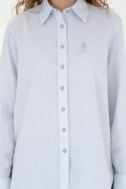 Женская голубая рубашка с длинным рукавом - U.s. polo assn фото 6