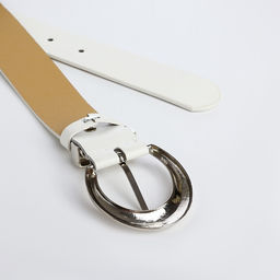 Ремень женский с винтом, 110×3.3 см, пряжка металл, серебристая, белый