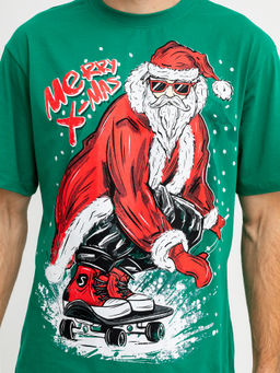 Футболка мужская новогодняя в зеленом цвете с печатью - Mark formelle фото 5