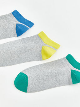 Renk Bloklu Erkek ?ocuk Patik ?orap 3l?