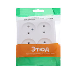 Розетка четверная SE «Этюд», 250 В, 16 А, IP20, накладная, без заземления, белая, PA16-205B