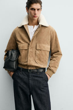 LEATHER AND SUEDE JACKET WITH FAUX SHEARLING - Zara фото 15