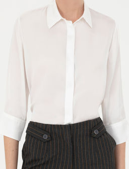 Ekru Comfort Fit Saten G_mlek