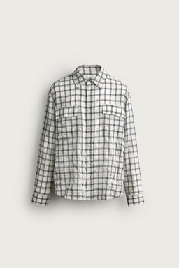 CAMISA RELAXED FIT CUADROS TEXTURA / Blanco roto - Zara фото 7