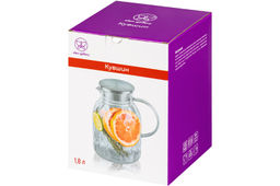 Кувшин 1,8 л 18*13*19,5 см "Crystal glass" серебро+метал.крышк. с силик.уплотнит, ионное покр