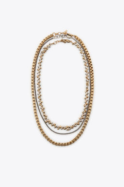 PACK OF 3 CONTRAST CHAIN NECKLACES - Zara фото 3