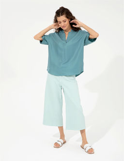 A__k Mavi Flare Cropped Kanvas Pantolon - Pierre cardin фото 3