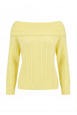 Sar? Yumusak Dokulu Carmen Yaka Triko Kazak TWOAW25KZ00076