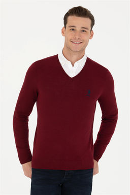 U. S. Polo Assn / Мужской бордово-красный базовый свитер - U.s. polo assn фото 10