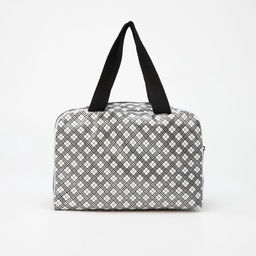 Косметичка-сумка на молнии с сеткой, с ручками, с принтом, молочная