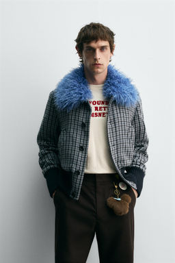 CONTRAST CHECK BOMBER JACKET HARRY LAMBERT FOR ZARA X DISNEY  фото 2