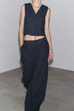 STRIPED BALLOON LINEN BLEND TROUSERS ZW COLLECTION - Zara фото 3