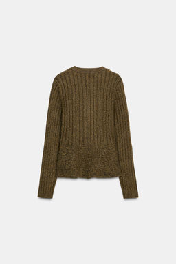 RIBBED PEPLUM CARDIGAN - Zara фото 7