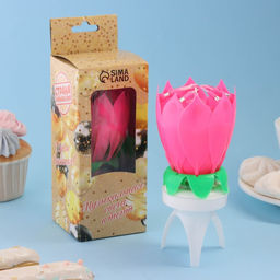 Свеча для торта музыкальная Бутон, крутящаяся, розовая, 14,5 см - Страна карнавалия фото 3