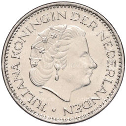 Монета 1 гульден 1977 года Нидерланды