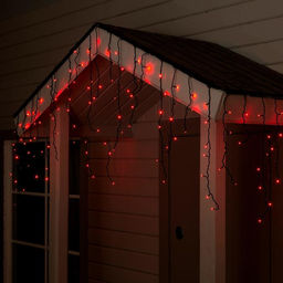 Гирлянда Бахрома 4?0.6 м, IP44, тёмная нить, 180 LED, свечение красное, 8 режимов, 220 В