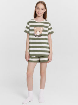 Комплект домашний для девочек в полоску с принтом cute bear - Mark formelle фото 2