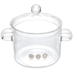 Кастрюля из боросиликатного стекла 1,35л "Хай-Тек" со стеклянными ручками