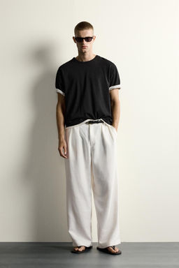 PANTAL?N RELAXED FIT ESTRUCTURA PLIEGUES / Blanco
