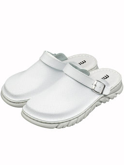 10 | Vlado | Белые мужские медицинские сабо натуральная кожа (перфорация)