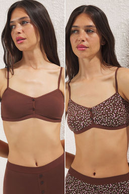 TRENDYOLMILLA Cok Renkli 2li Paket Pamuklu Cicekli Balensiz Kaps?z Bralette Orme Sutyen THMSS25SU00028  фото 9