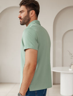 Футболка-поло из фактурного трикотажа - Vilatte фото 5