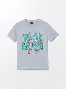 Bisiklet Yaka Bask?l? K?sa Kollu Erkek ?ocuk Ti??rt