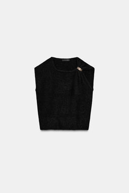 SLEEVELESS KNIT JUMPER WITH BROOCH - Zara фото 8