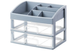 Органайзер для косметики 2 ящика 25,8*17,8*20 см серо-синий/прозрачный (модель 330249) - Elan gallery фото 3