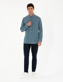 Рубашка Pierre Cardin Regular Fit темно-синяя с длинным рукавом