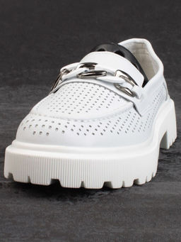 03-PDD153-1 WHITE Лоферы женские (натуральная кожа)