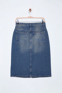 TRENDYOLMILLA Mavi Y?rtmacl? Midi Denim Etek TWOSS25ET00022  фото 9